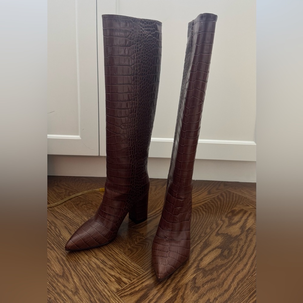 Paris Texas Anja 70mm Crocodile Embossed Leather Boots